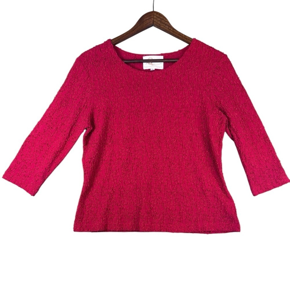 Vintage Robin Clayton Designs Festive Holiday Embroidered Red Shirt Woman’s L